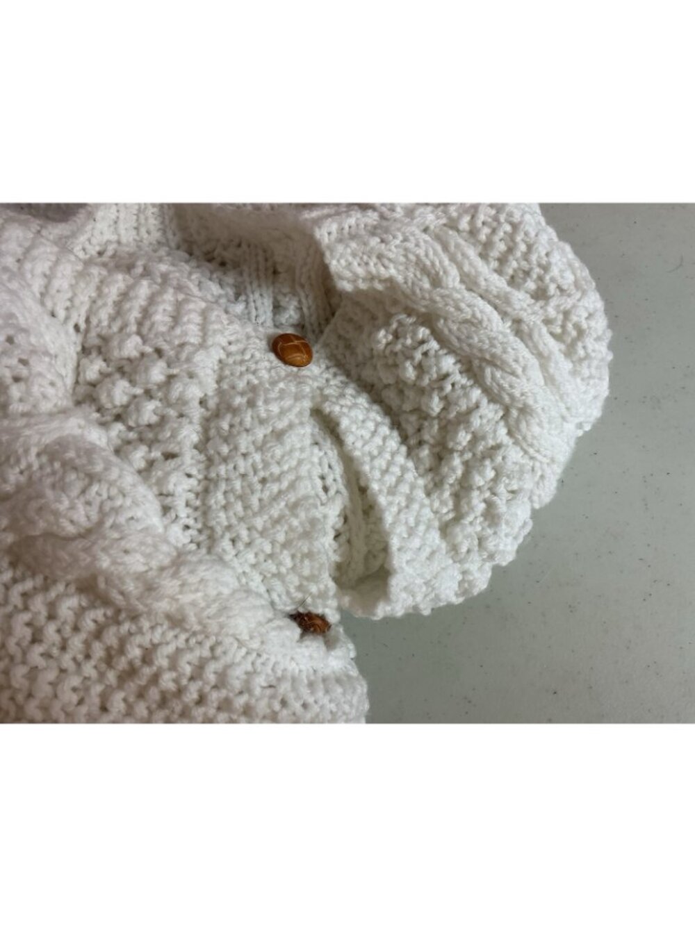 Vintage Handknit Wool Cardigan Sweater Wooden Buttons Womens XL - Picture 6 of 6